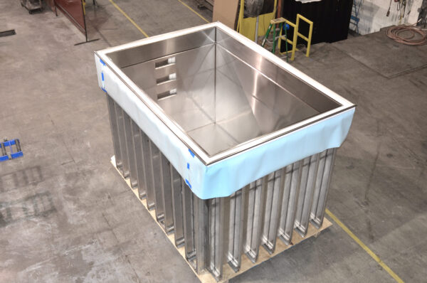 stainless steel plunge pool in fabrication