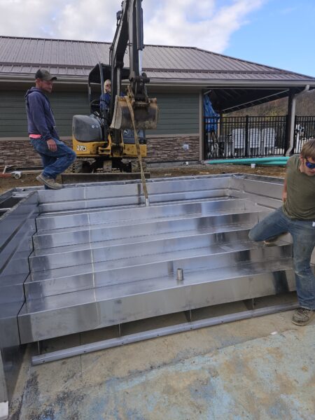 stainless steel pool stair installation