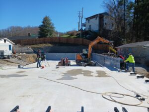 Mannington Pool Park pool wall installation