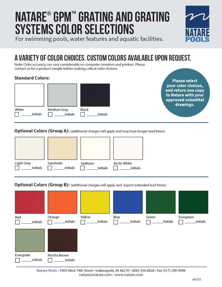 GPM Grating Color Selection Sheet (v45733)